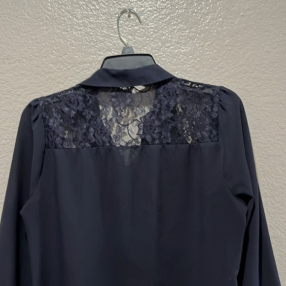 THE LIMITED BLOUSE LACE WOMENS POLY SIZE Medium NAVY BLUE Business Casual - Picture 10 of 10